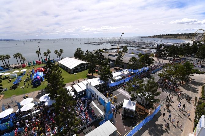 A bird's-eye view of the start in Geelong