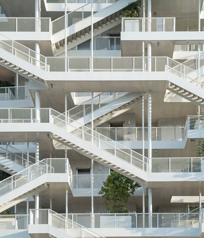 The façade of the Anis office building in Nice designed by architects Dimitri Roussel and Nicolas Laisné.