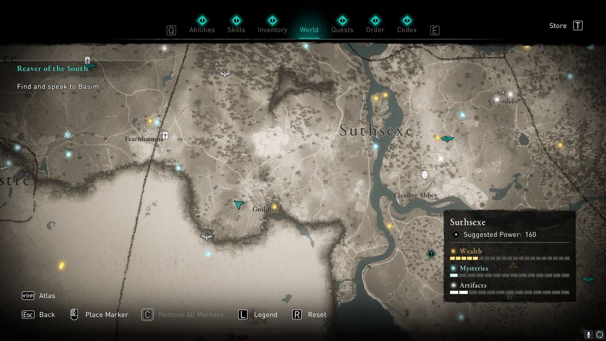 AC valhalla suthsexe witch's house treasure hoard map location