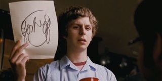 Scott Pilgrim (Michael Cera) holds up a drawing in 'Scott Pilgrim vs. the World'