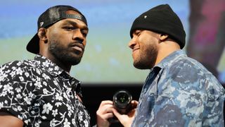 Jon Jones and Ciryl Gane of France face off ahead of their UFC 285 MMA fight this weekend.