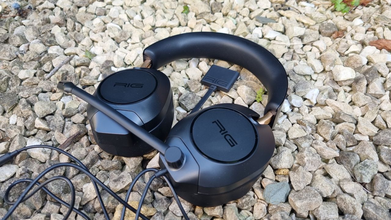 Various shots of the Rig R5 Spear Max HD gaming headset and its included USB Type-C DAC