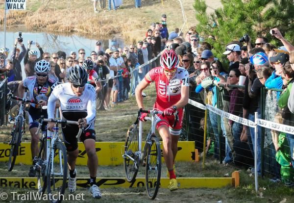 The crowd was several deep on several sections of the course.