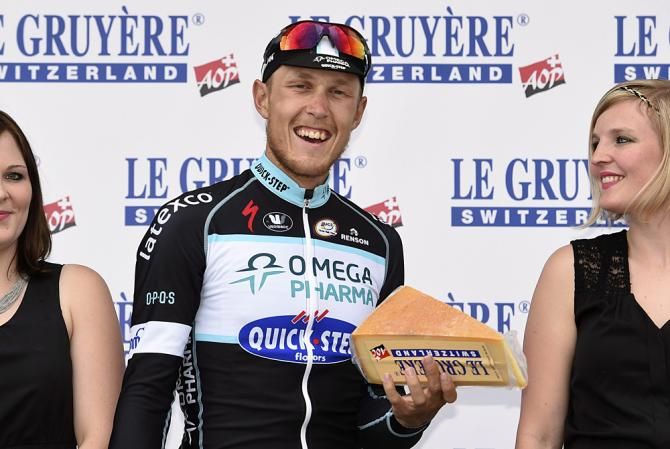 Matteo Trentin (Omega Pharma - QuickStep) is rewarded for his daily efforts with a block of La Gruy&egrave;res.
