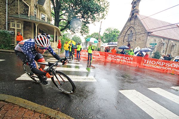 US National Crit Champion, TY Magner (Rally Pro Cycling) concentrates on the curve