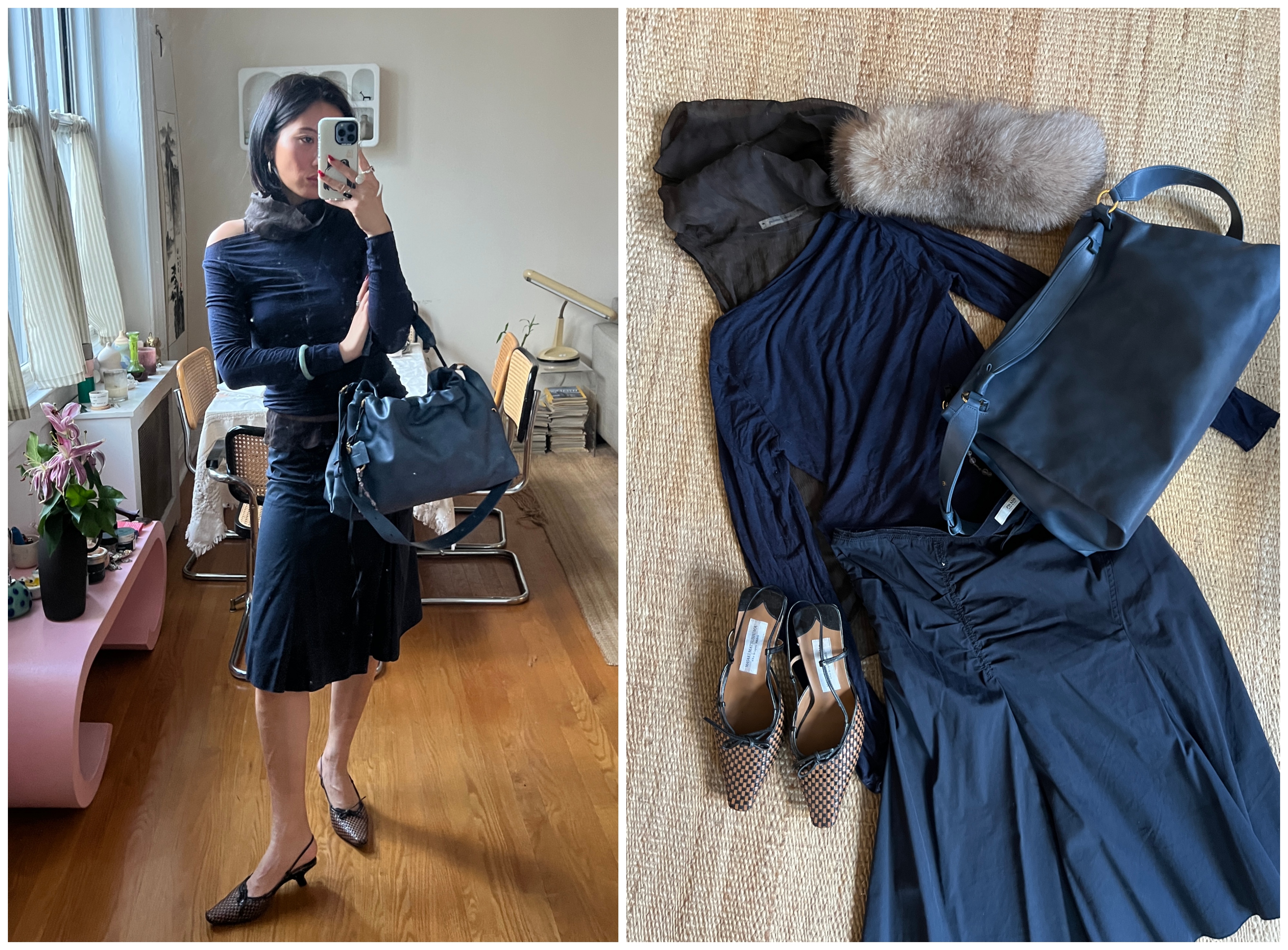 Vivian Li wearing monochrome outfits