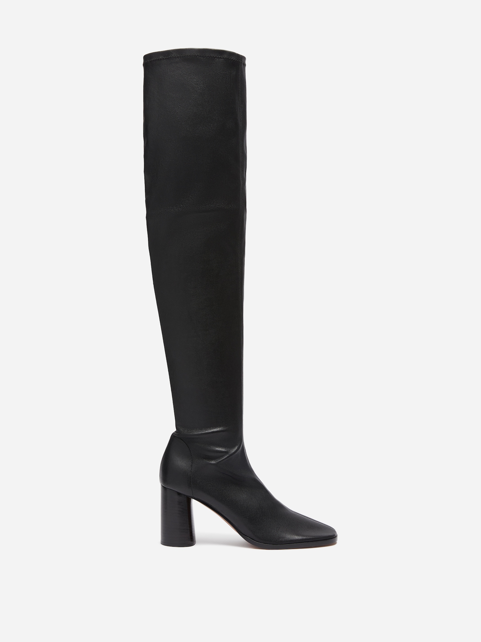 Stretch Leather Over-The-Knee Boots