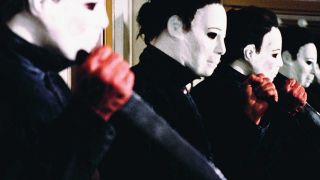 Michael Myers white mask in mirror in Halloween 4: The Return Of Michael Myers