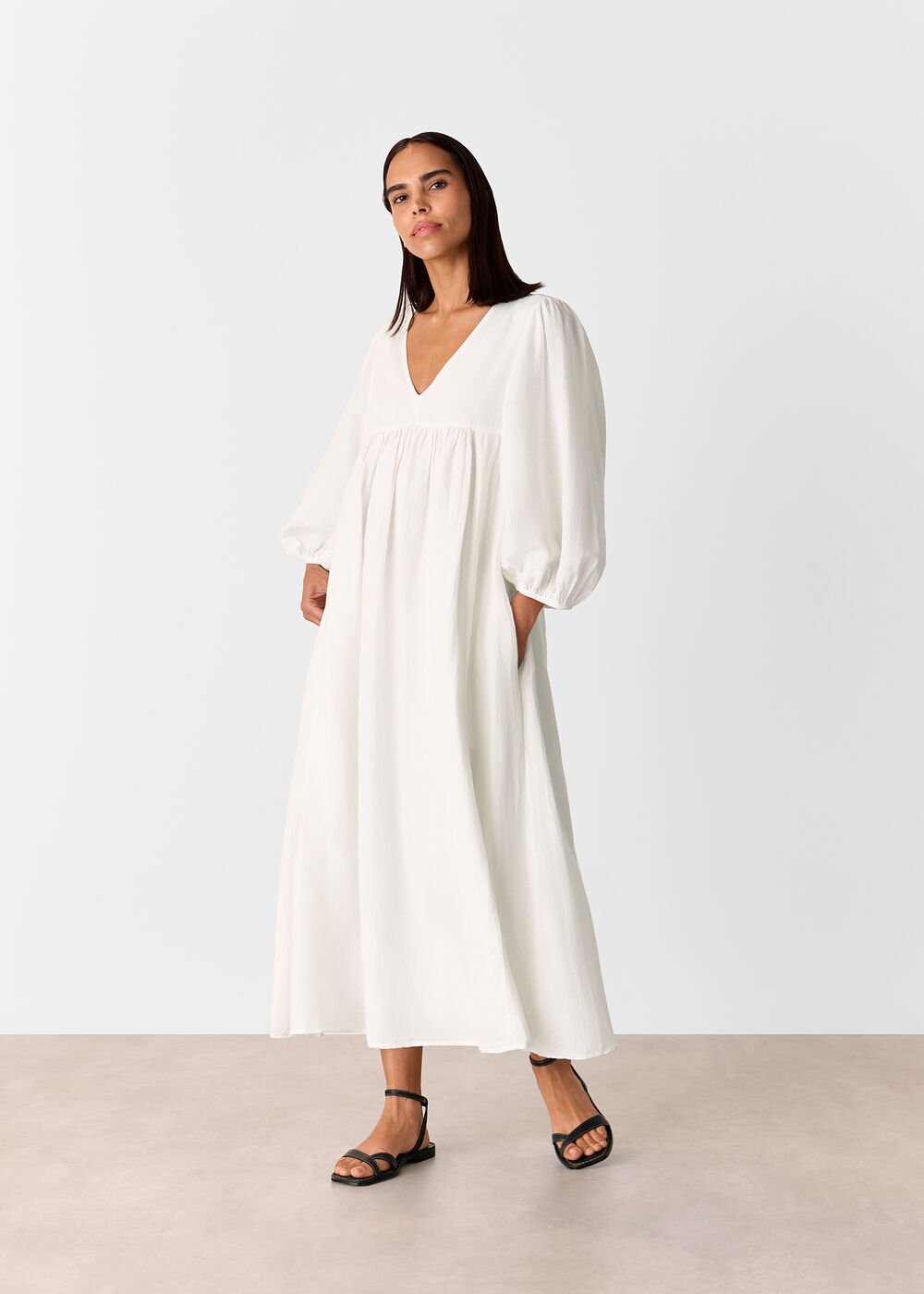 Ivory Gloria Linen Blend Dress