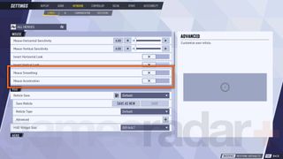 Marvel Rivals mouse acceleration and smoothing toggles keyboard settings menu