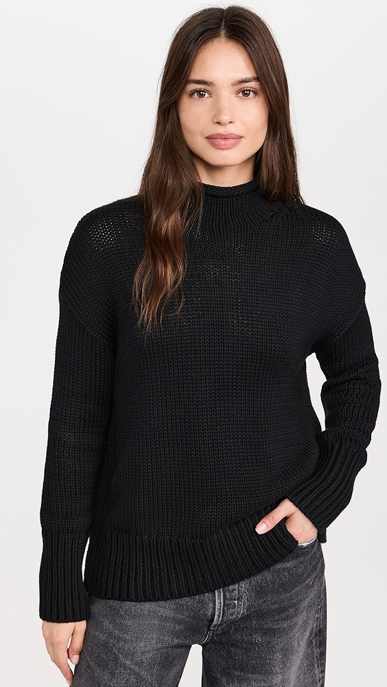 La Ligne Mock Neck Solid Marina Sweater