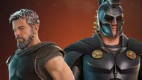 Fortnite skins based on Odysseus (Matt Damon) and Agamemnon (Benny Safdie) from Christopher Nolan's adaptation of The Odyssey.