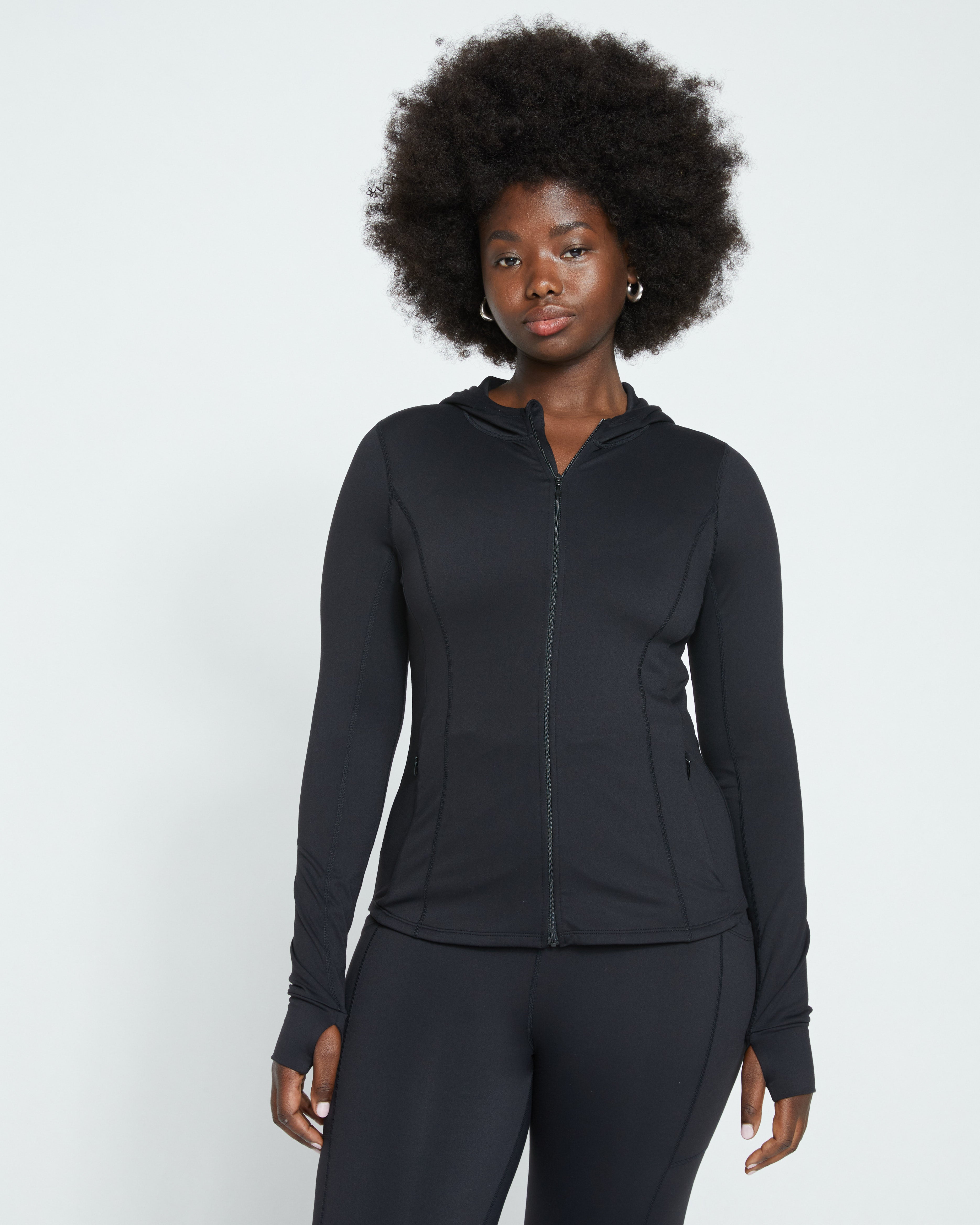 Next-To-Naked Hooded Zip Jacket - Black