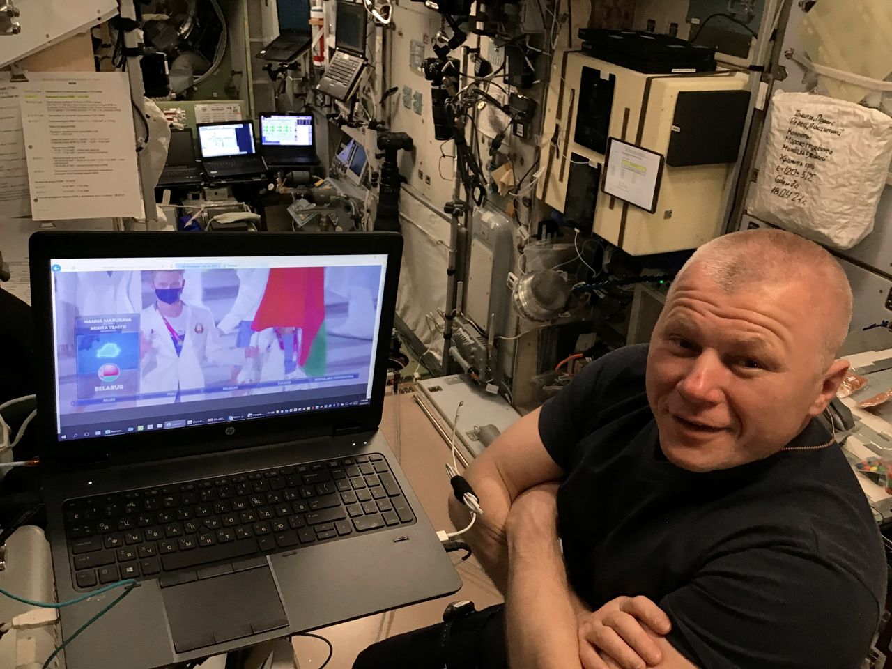 Oleg Novitskyi watching the Olympics opening ceremony