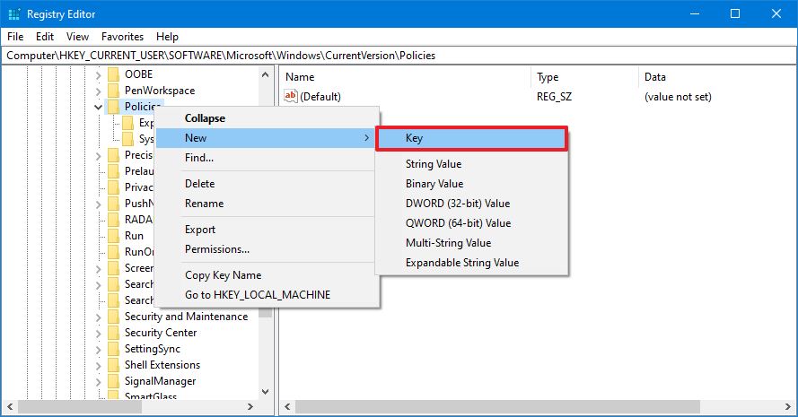 Create System Registry key