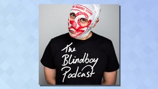 The logo of the The Blindboy Podcast podcast on a blue background