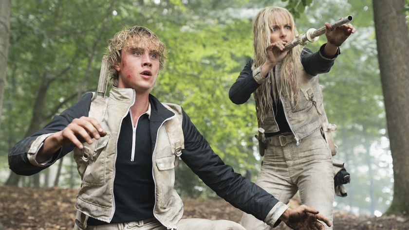 Joseph Zadda as Haymitch and McKenna Grace as Maysilee during the Quarter Quell Games in The Hunger Games: Sunrise on the Reaping