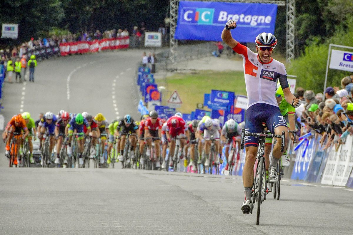 Oliver Naesen (IAM Cycling) winner of the GP Ouest France-Plouay