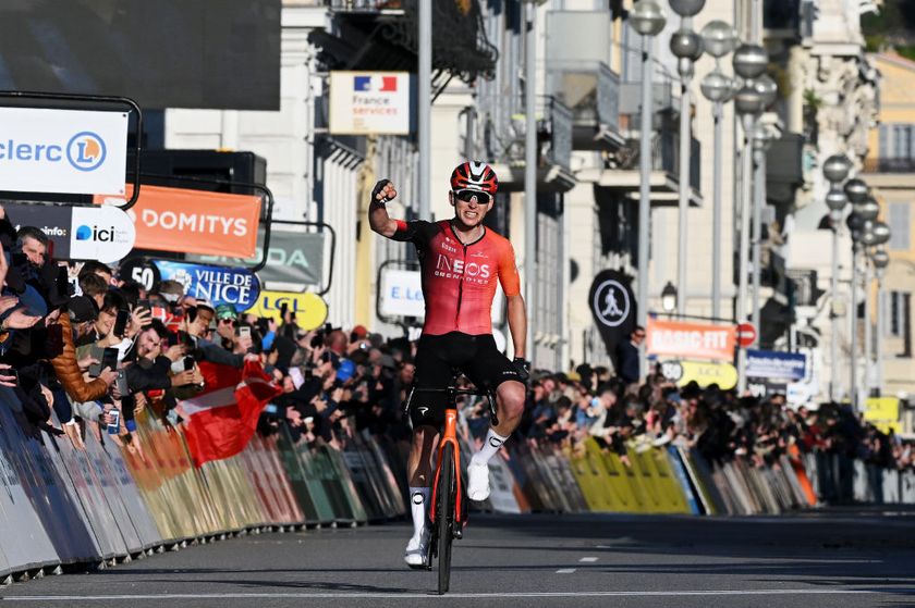 NICE FRANCE MARCH 16 Magnus Sheffield of The United States and Team INEOS Grenadiers celebrates at finish line as stage winner during the 83rd Paris Nice 2025 Stage 8 a 119km stage from Nice to Nice UCIWT on March 16 2025 in Nice France Photo by Dario BelingheriGetty Images