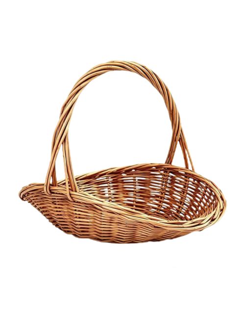 Handwoven Wicker Harvest Basket With Handle