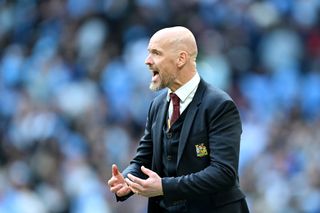 Manchester United boss Erik ten Hag looks on during the FA Cup semi-final with Coventry City.