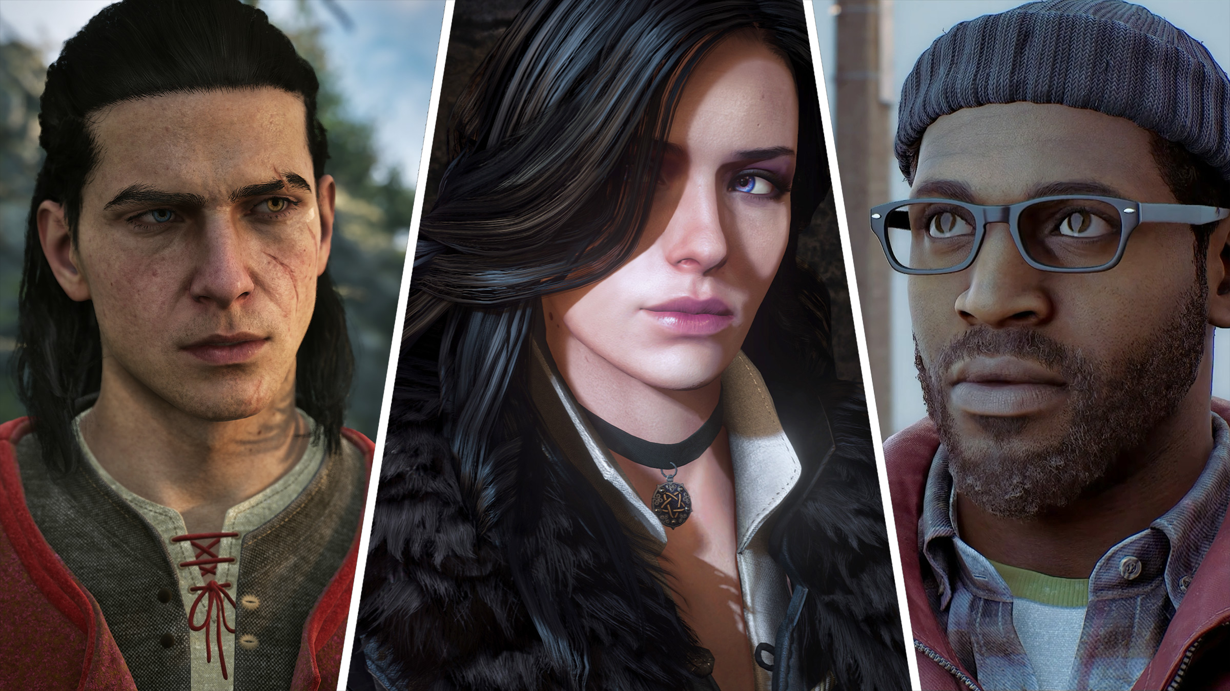 Left to right: Coen from The Blood of Dawnwalker, Yennefer from The Witcher 3, and Simon from Silent Hill: Townfall