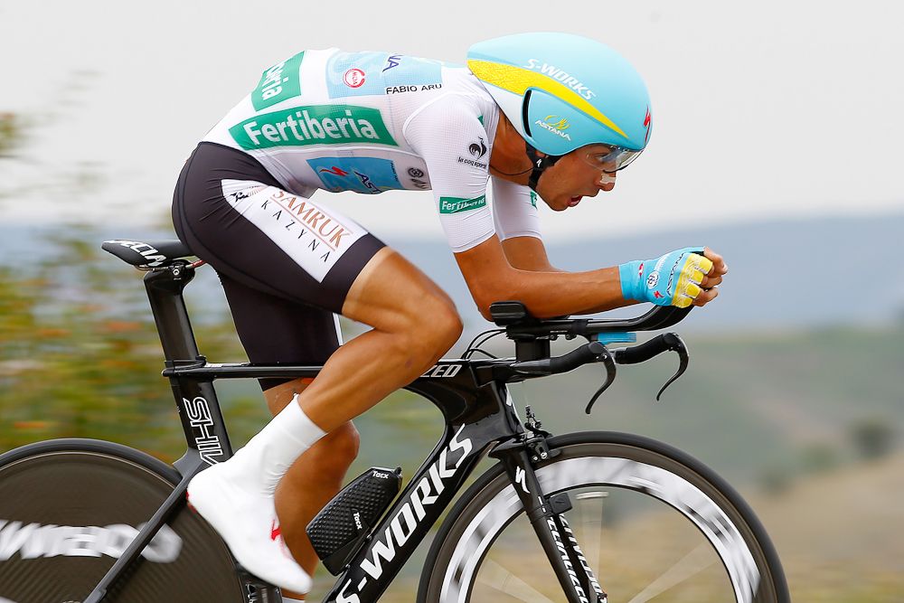 Fabio Aru (Astana) in action during stage 17 of the 2015 Vuelta a Espana.