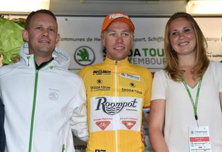 Maurits Lammertink in yellow after stage 3.