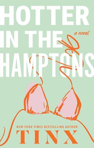 Hotter in the Hamptons by tinx book cover featuring a mint background and a pink bikini top