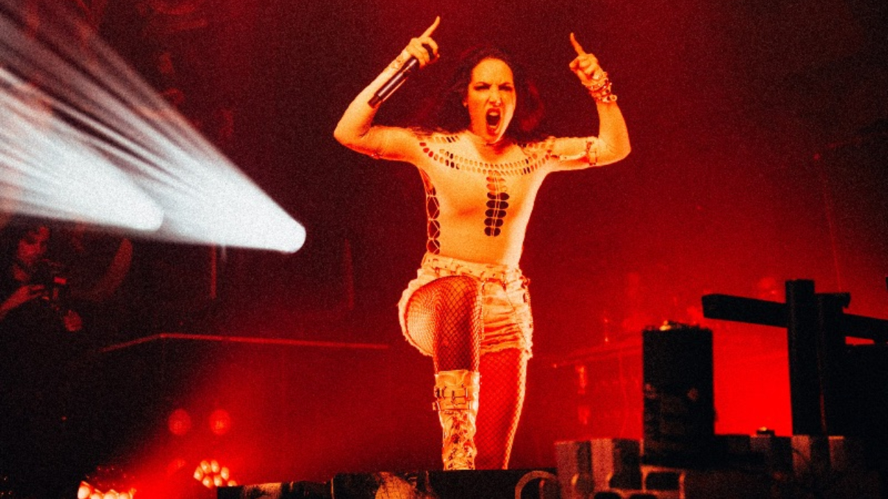 Alissa White-Gluz onstage in 2026