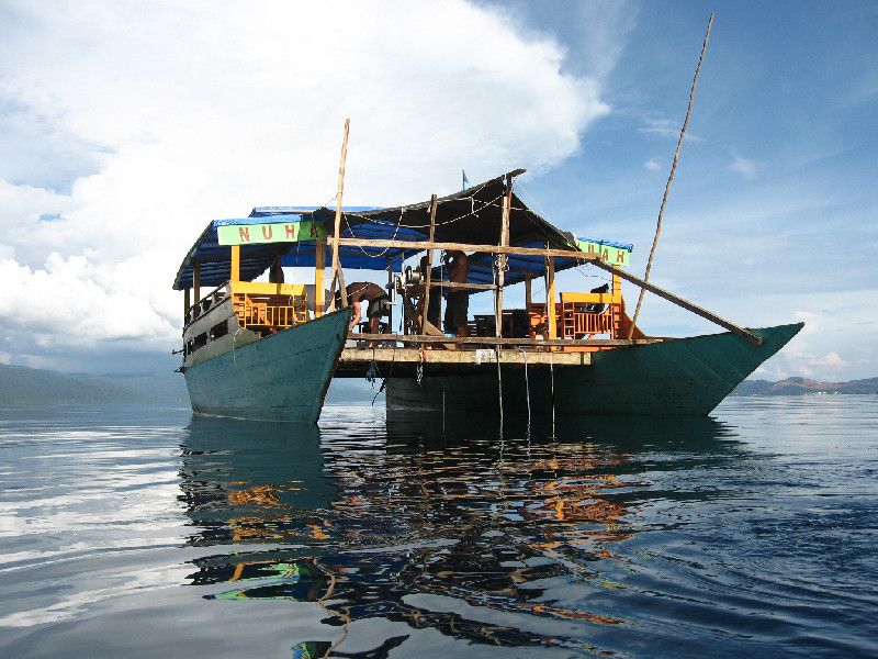 Locals built the sampling boat researchers used to test the waters of Lake Matano for the rare iron mineral known as green rust. 