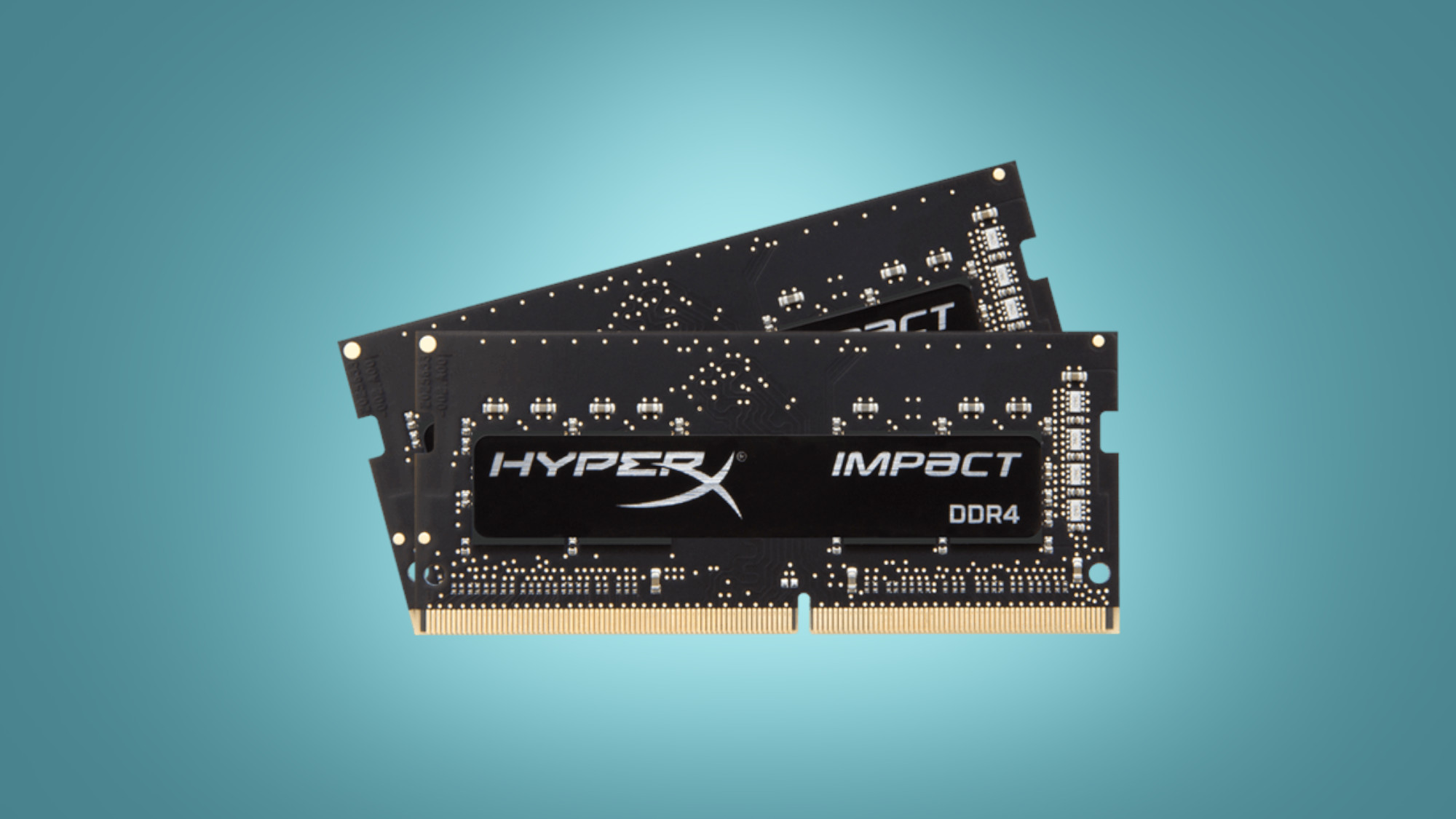 HyperX Impact DDR4 RAM memory on light blue background