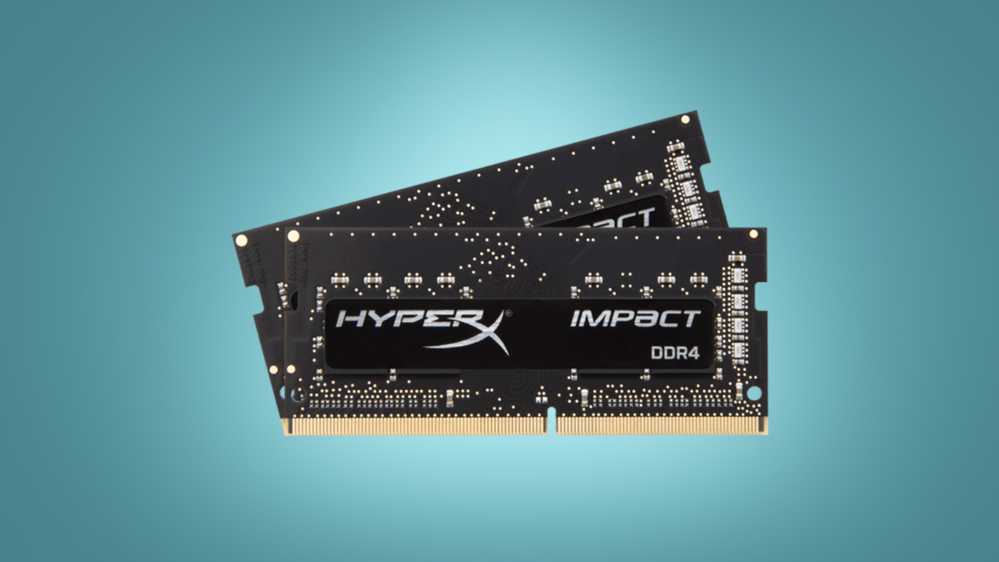 HyperX Impact DDR4 RAM sobre fondo azul claro