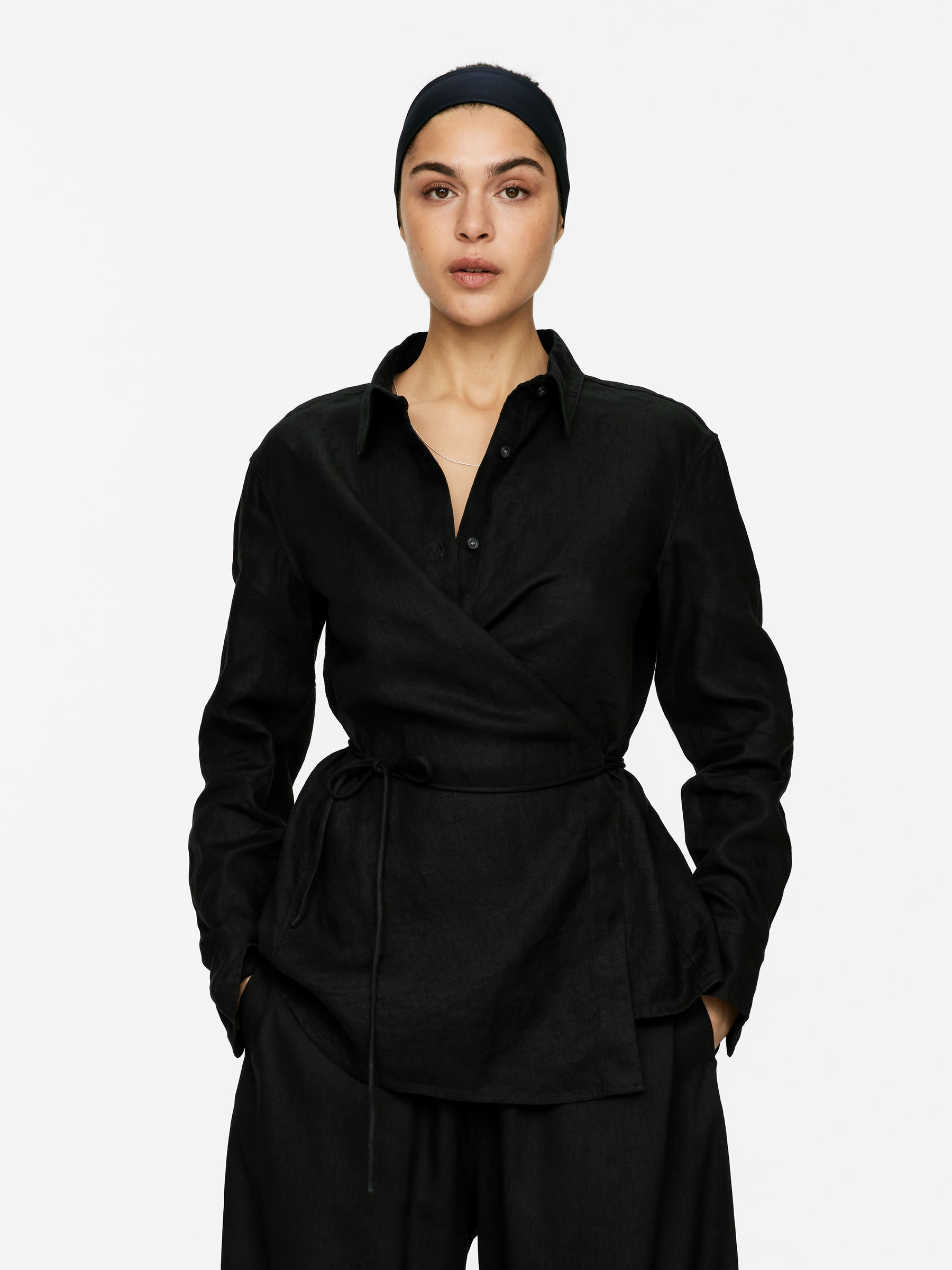 Wrap Linen Shirt – Black – Women – Arket Gb
