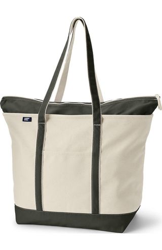 Zip Top Long Handle Canvas Tote Bag