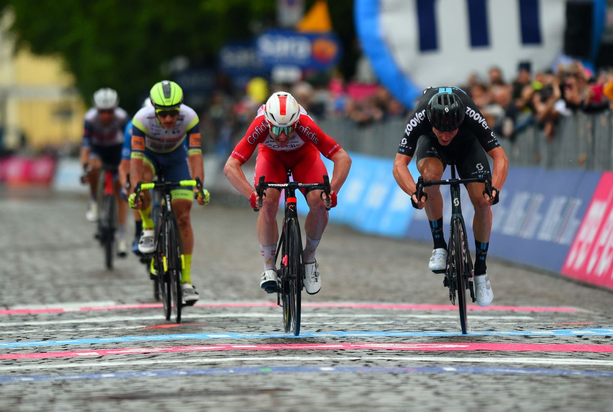 Giro d'Italia 2021 - 104th Edition - 15th stage Grado - Gorizia 147 km - 22/05/2021 - Nikias Arndt (GER - Team DSM) - Simone Consonni (ITA - Cofidis) - photo Dario Belingheri/BettiniPhoto&Acirc;&copy;2021