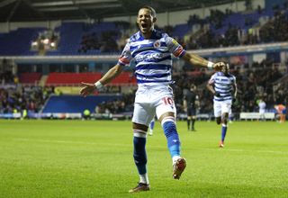 Thomas Ince of Reading celebrates after scoring their side's second goal during the Sky Bet Championship between Reading and Swansea City at Select Car Leasing Stadium on December 27, 2022 in Reading, England.