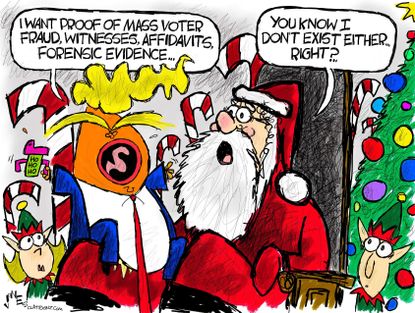 Political Cartoon U.S. Trump voter fraud Santa&nbsp;
