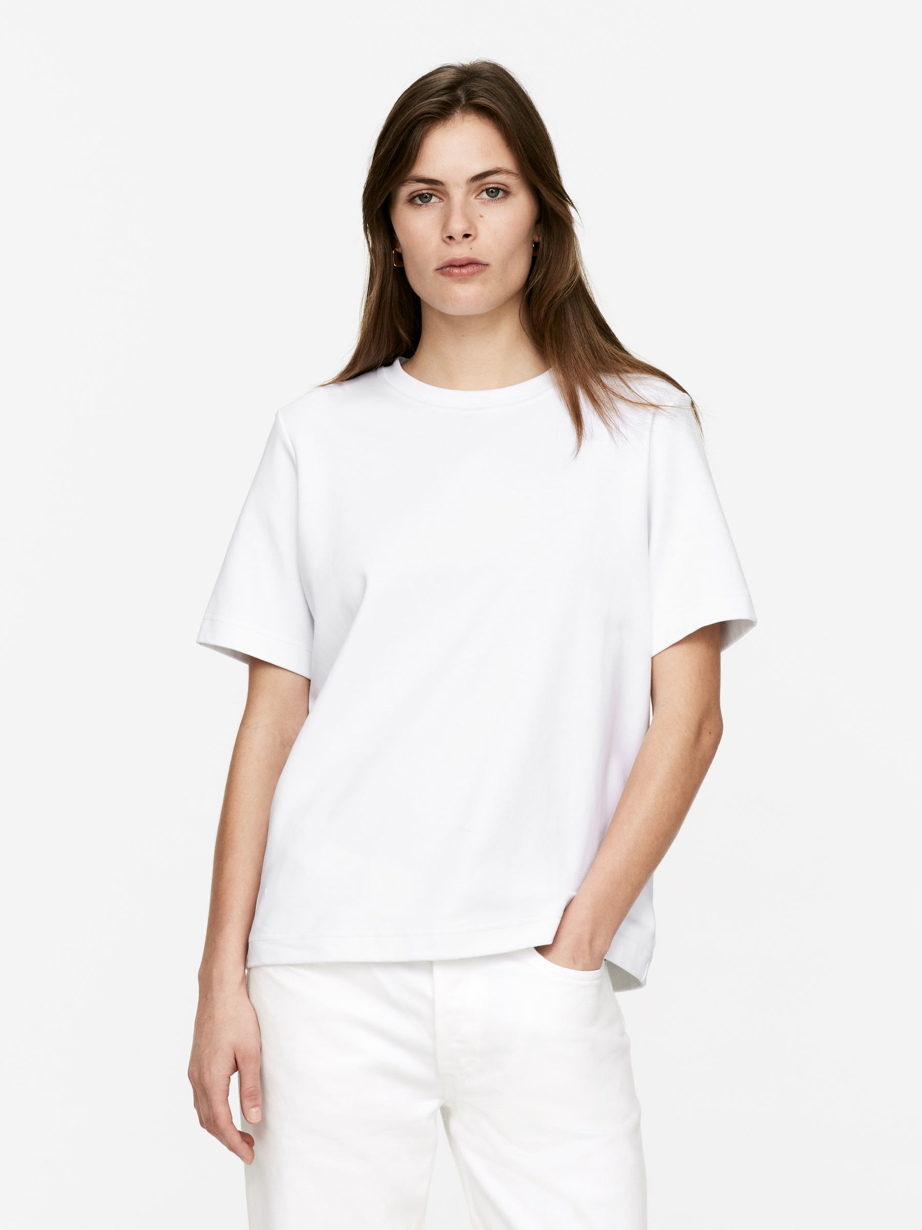Pearl Interlock T-Shirt – White – Women – Arket Gb