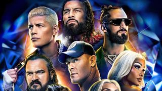 A portion of the official poster for WWE Crown Jewel 2025 featuring the faces of Superstars including John Cena, Cody Rhodes and Roman Reigns.