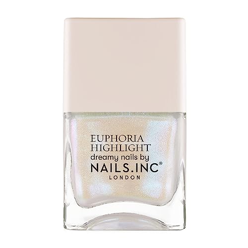 Nails Inc Euphoria Highlight, Make It Mythical, Pearl Shimmer, No Chip, Long Lasting, Quick Dry, Air Dry, Professional Manicures & Pedicures, Fingernails & Toenails, Vegan Nail Polish, 14 Ml