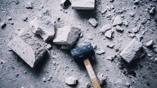 smashed up concrete with hammer
