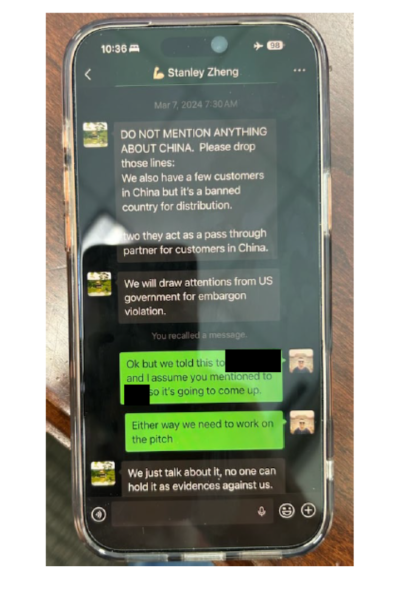 text messages between the smuggling co-conspirators