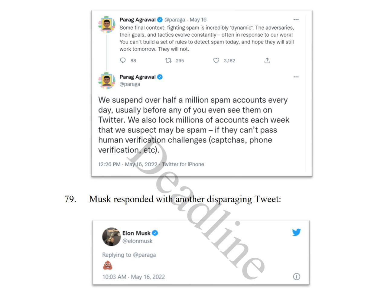Elon Musk tweet excerpted from Twitter lawsuit