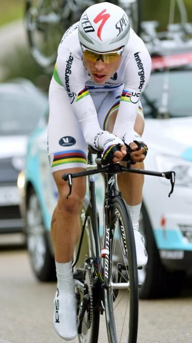 Tony Martin (Omega Pharma-Quick Step), resplendent in his rainbow skinsuit, won the final time trial and overall at the Volta ao Algarve.