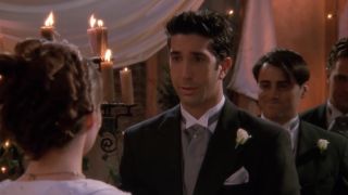 Ross at his wedding before accidentally saying Rachel's name