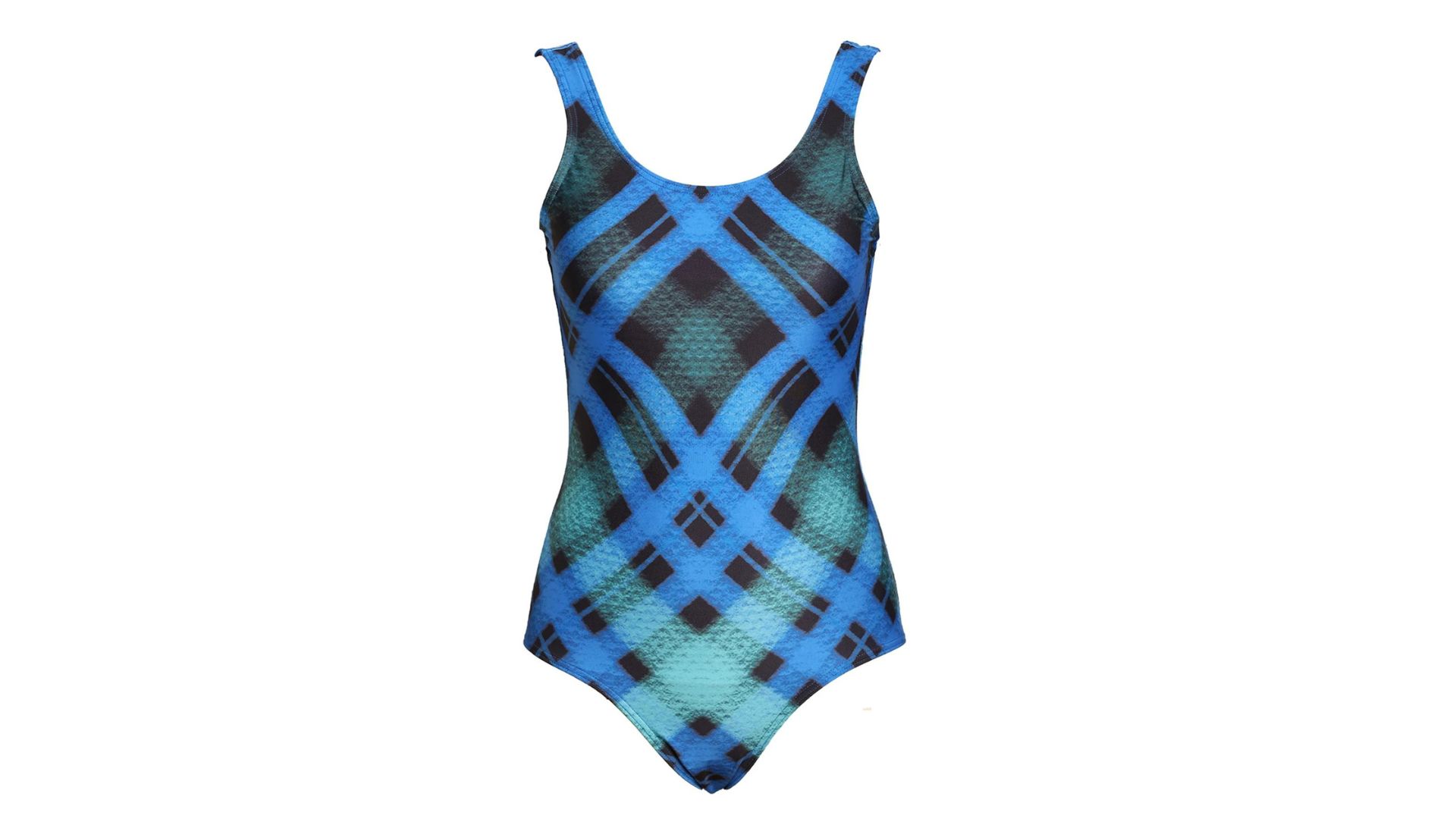 Usual Objections Royal Blue Check Scoop Back swimsuit