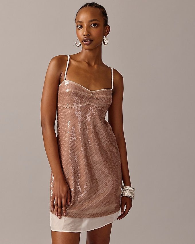 Limited-Edition Anna October© X J.crew Layered Sequin Slip Dress