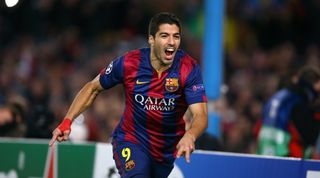 Luis Suarez of FC Barcelona celebrates after scoring his side's third goal during the UEFA Champions League, Group F, football match between FC Barcelona and Paris SG at the Camp Nou stadium in Barcelona, Spain, on December 10, 2014. Photo: Manuel Blondeau/AOP.Press/Corbis (Photo by AOP.Press/Corbis via Getty Images)