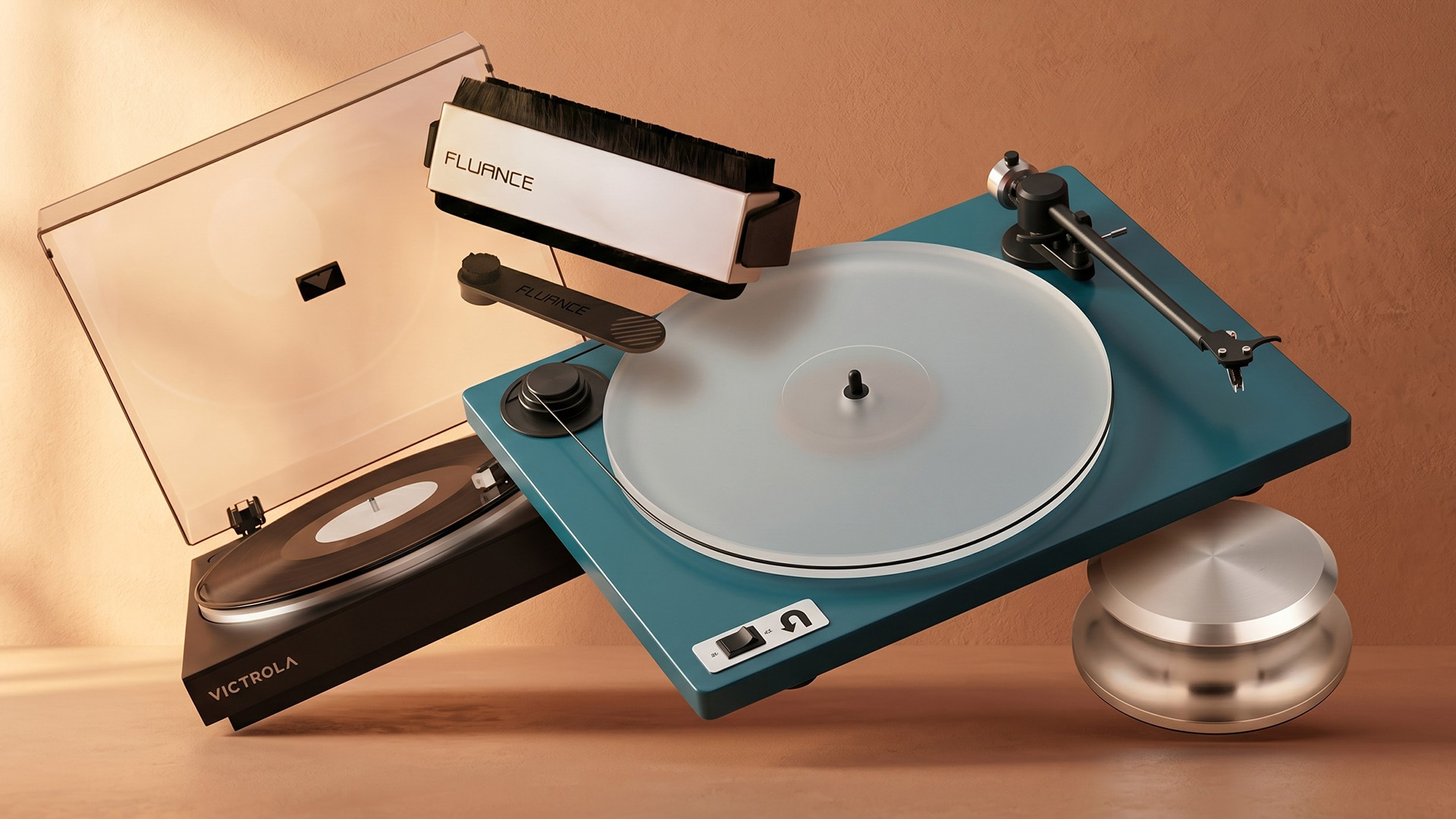 A selection of turntables and accessories.